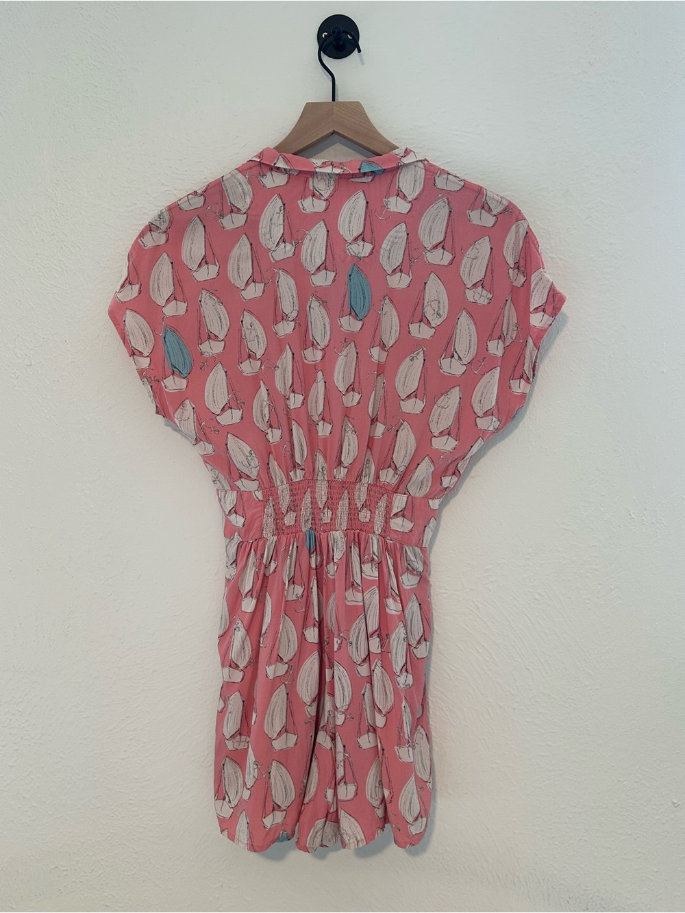 Anthropologie Maeve Tourista Romper Pink Sailboat Print Resort Nautical Size 2 - Picture 8 of 10